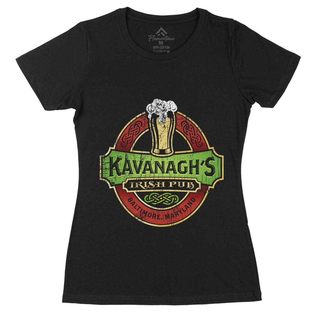 Kavanaghs Irish Pub Womens Organic Crew Neck T-Shirt Drinks D189