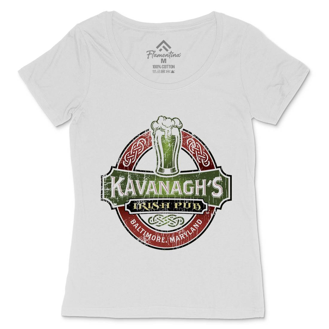 Kavanaghs Irish Pub Womens Scoop Neck T-Shirt Drinks D189