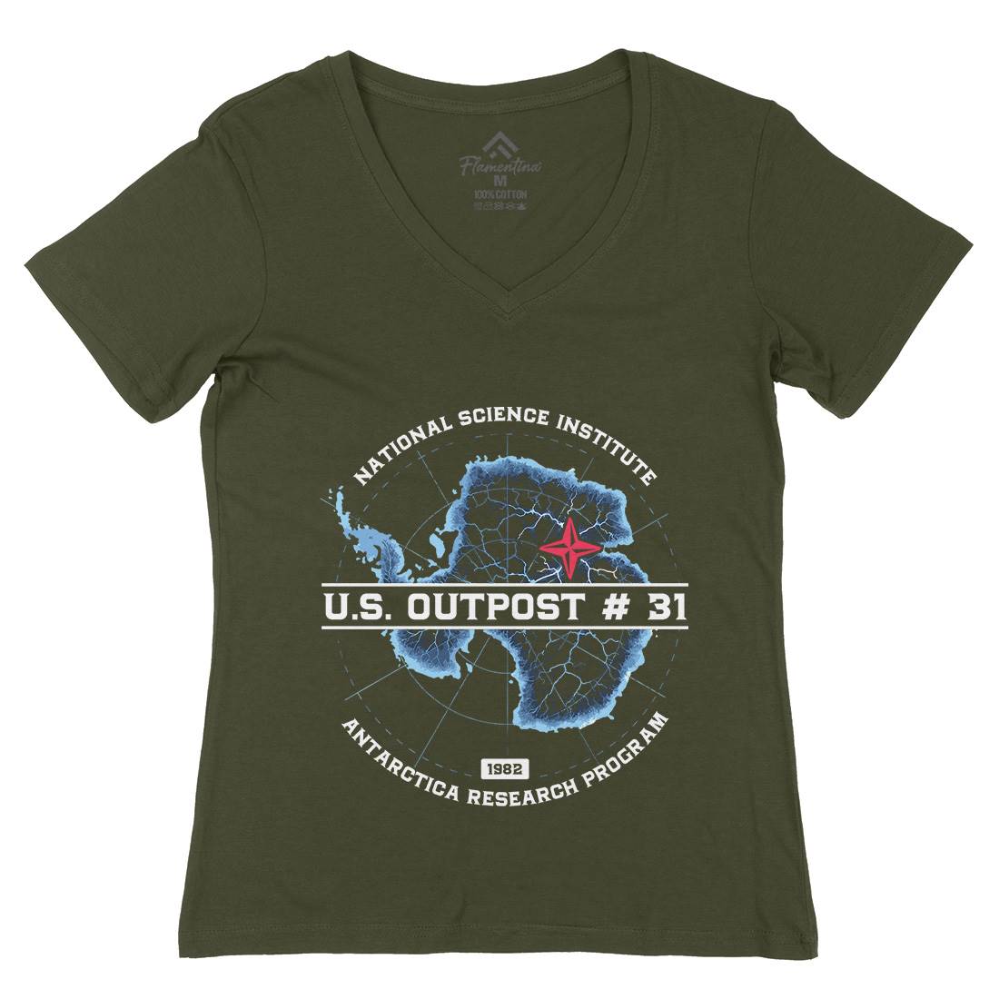 Outpost 31 Womens Organic V-Neck T-Shirt Horror D190