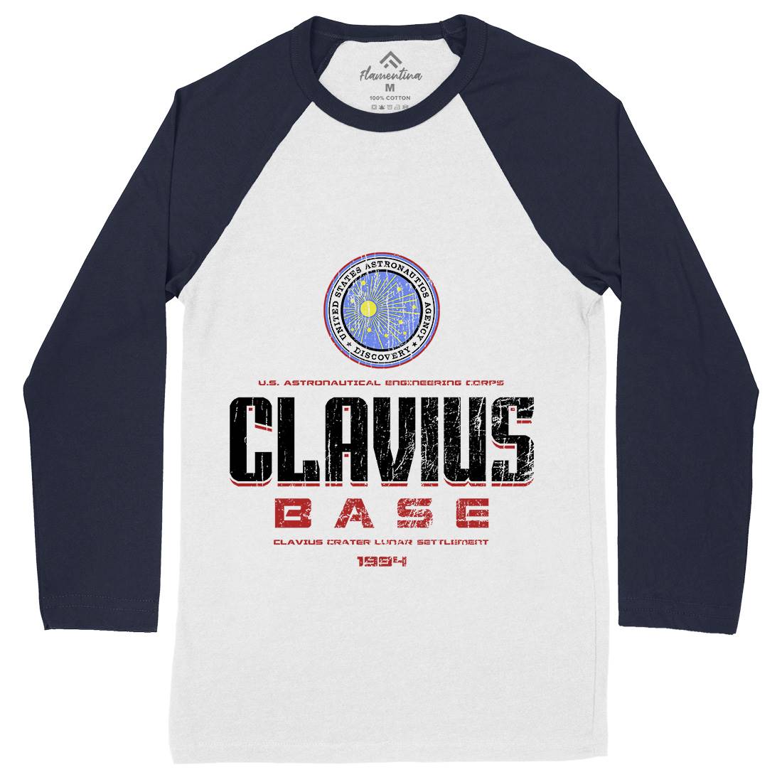 Clavius Base Mens Long Sleeve Baseball T-Shirt Space D192
