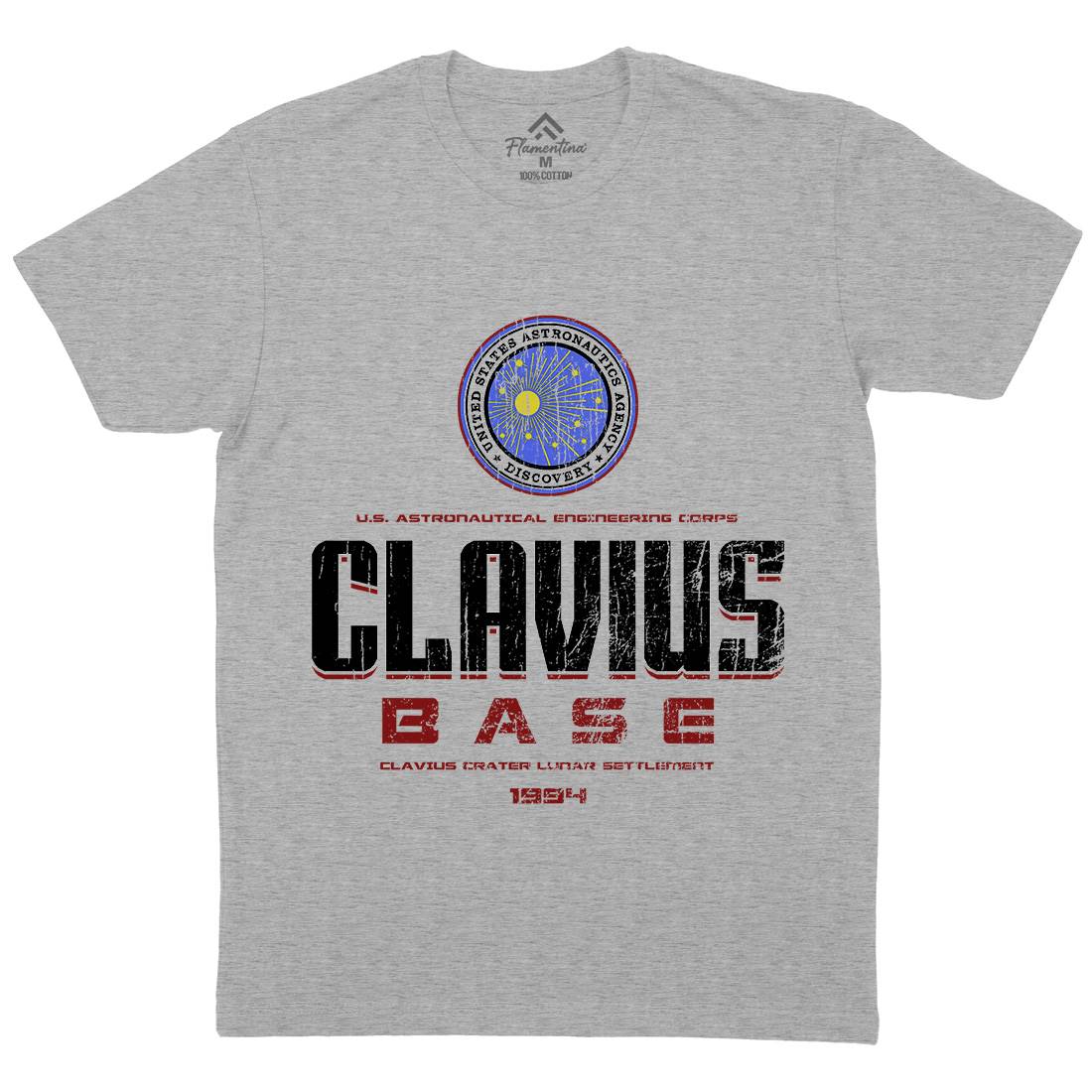 Clavius Base Mens Organic Crew Neck T-Shirt Space D192