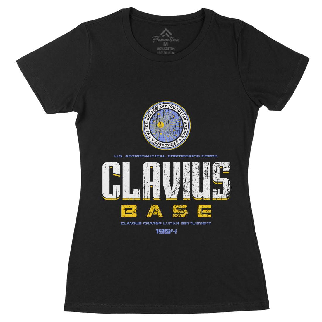 Clavius Base Womens Organic Crew Neck T-Shirt Space D192