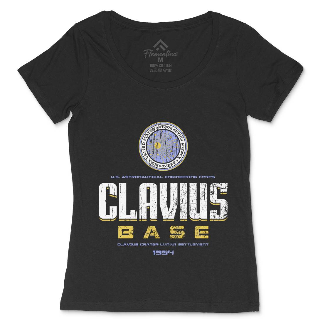 Clavius Base Womens Scoop Neck T-Shirt Space D192