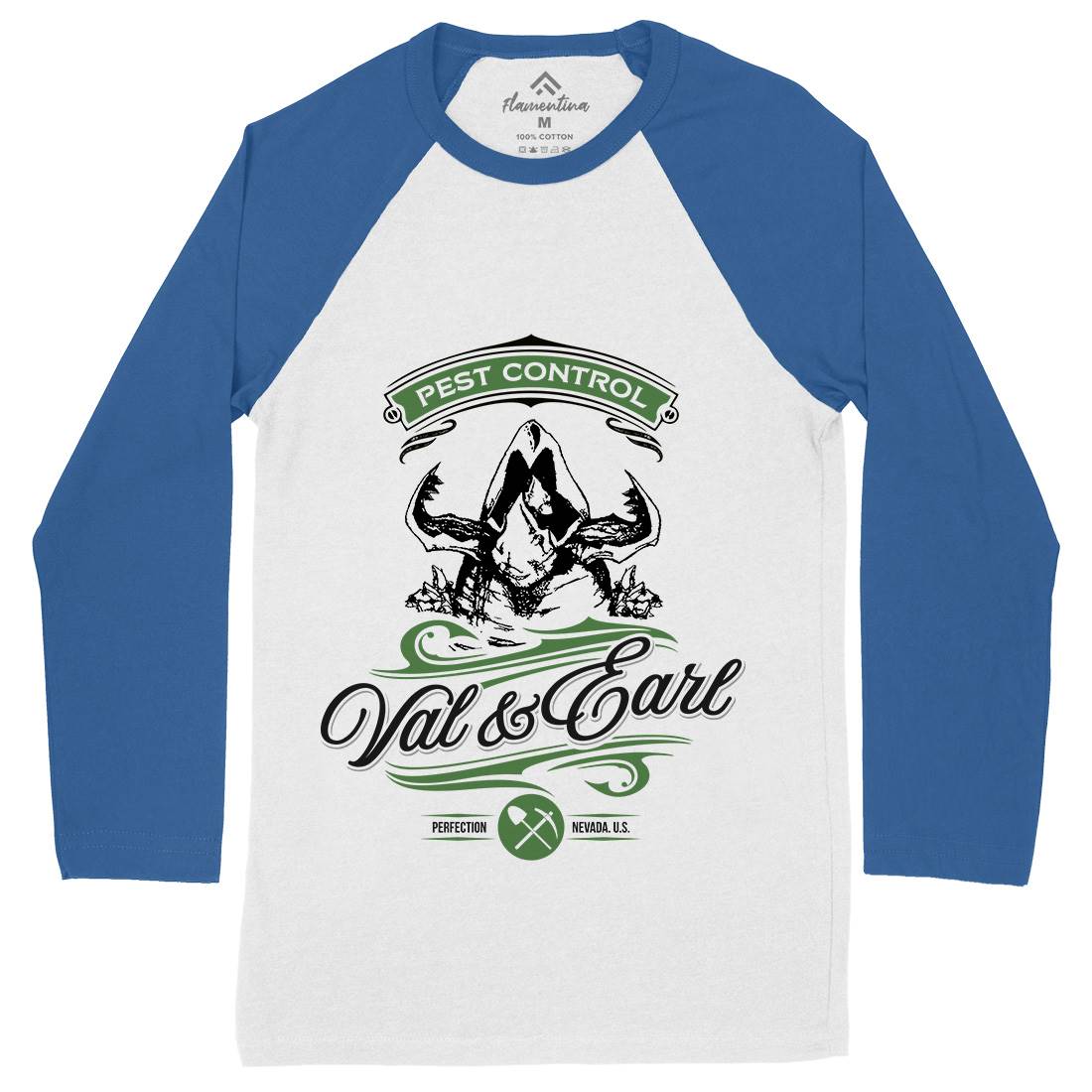 Val And Earl Mens Long Sleeve Baseball T-Shirt Horror D198