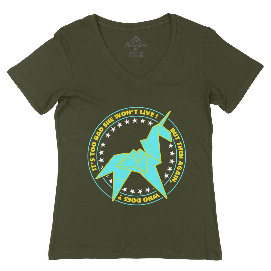 Unicorn Womens Organic V-Neck T-Shirt Space D199