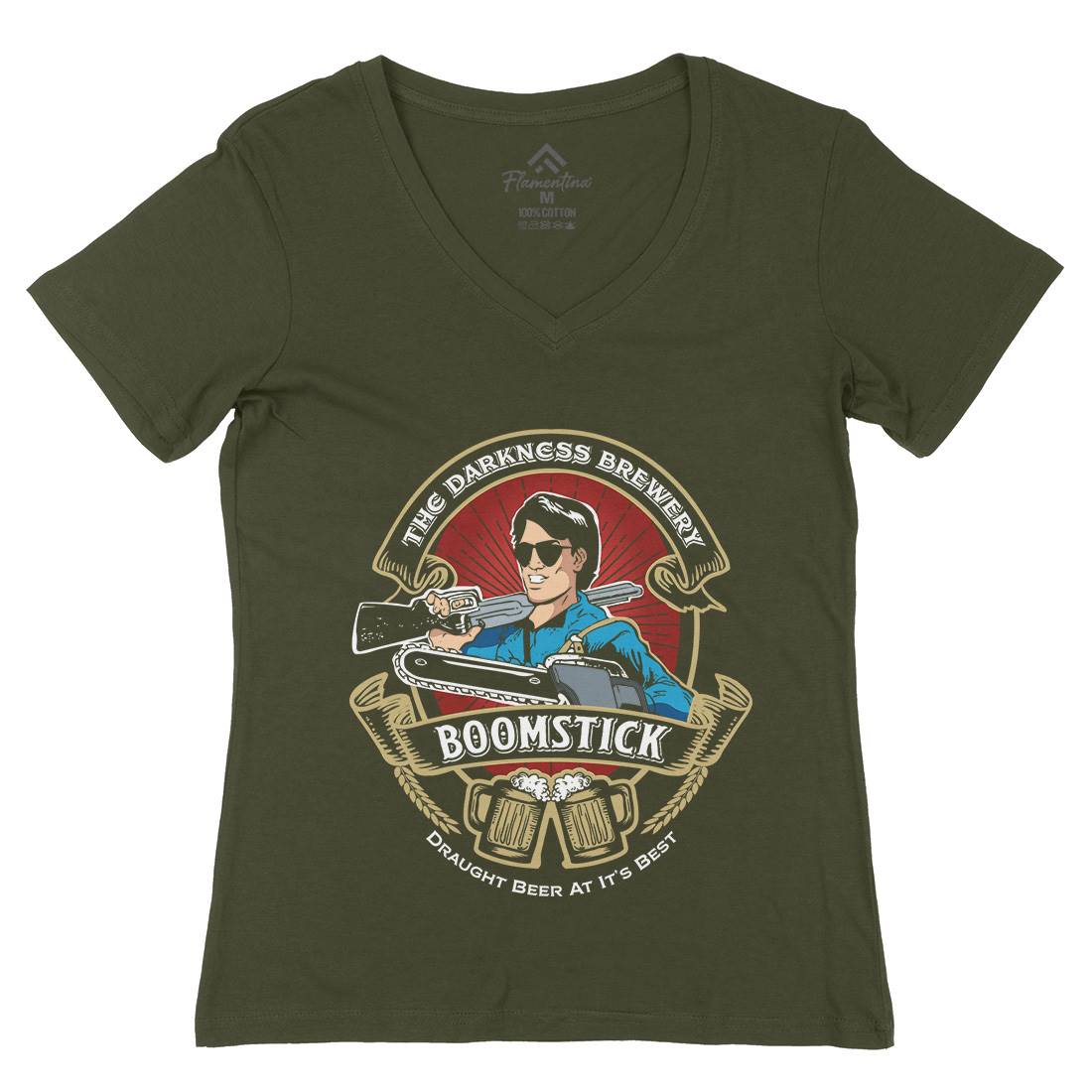 This Is My Boomstick Womens Organic V-Neck T-Shirt Horror D201