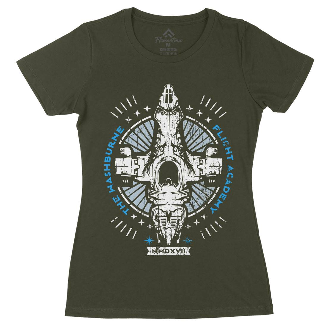Washburne Flight Academy Womens Organic Crew Neck T-Shirt Space D205