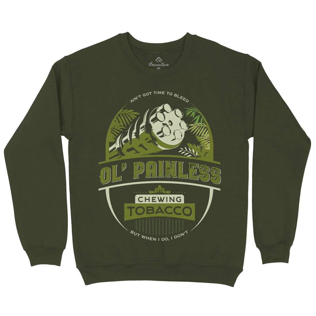 Chewing Ol Painless Mens Crew Neck Sweatshirt Army D207