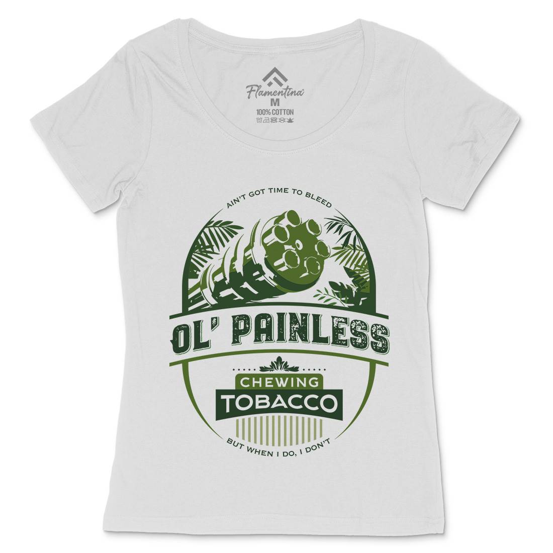 Chewing Ol Painless Womens Scoop Neck T-Shirt Army D207