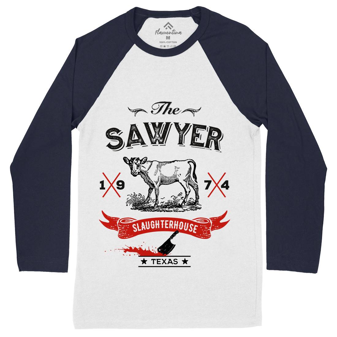 Sawyer Slaughterhouse Mens Long Sleeve Baseball T-Shirt Horror D208