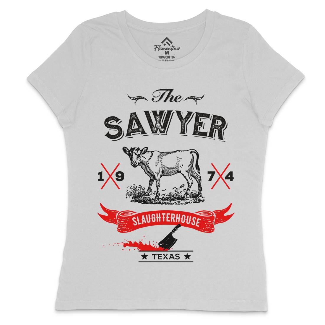 Sawyer Slaughterhouse Womens Crew Neck T-Shirt Horror D208