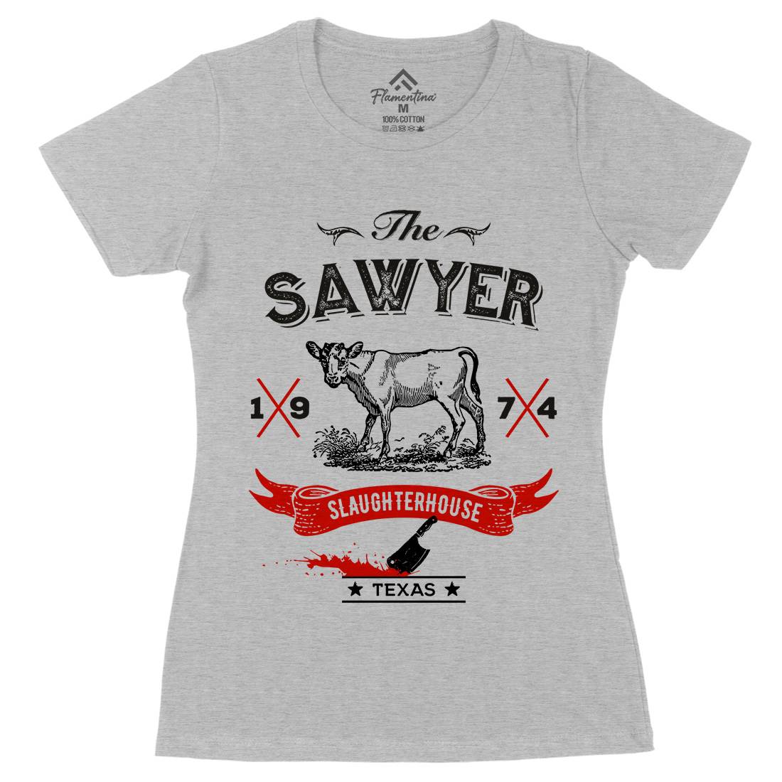 Sawyer Slaughterhouse Womens Organic Crew Neck T-Shirt Horror D208