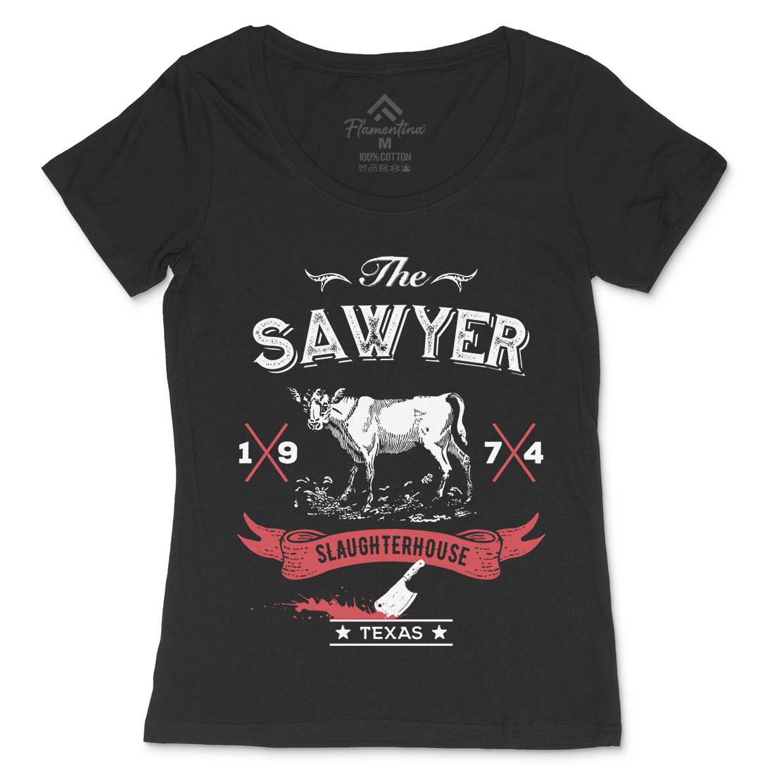 Sawyer Slaughterhouse Womens Scoop Neck T-Shirt Horror D208