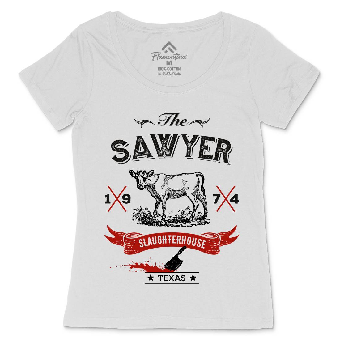 Sawyer Slaughterhouse Womens Scoop Neck T-Shirt Horror D208