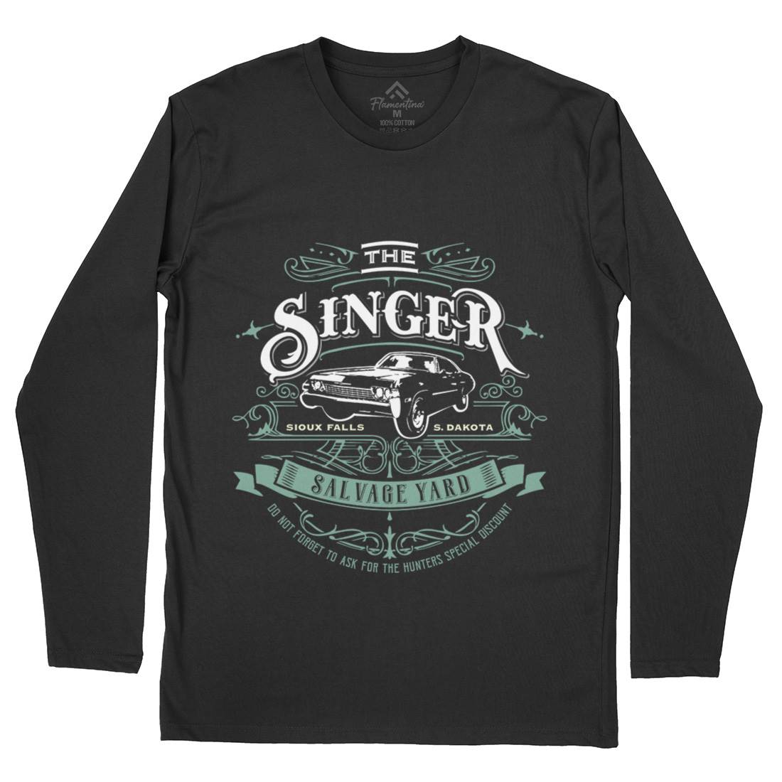 Singer Salvage Yard Mens Long Sleeve T-Shirt Horror D210