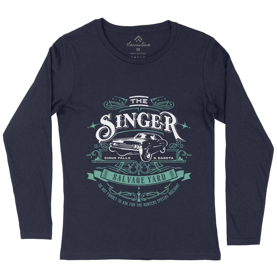 Singer Salvage Yard Womens Long Sleeve T-Shirt Horror D210