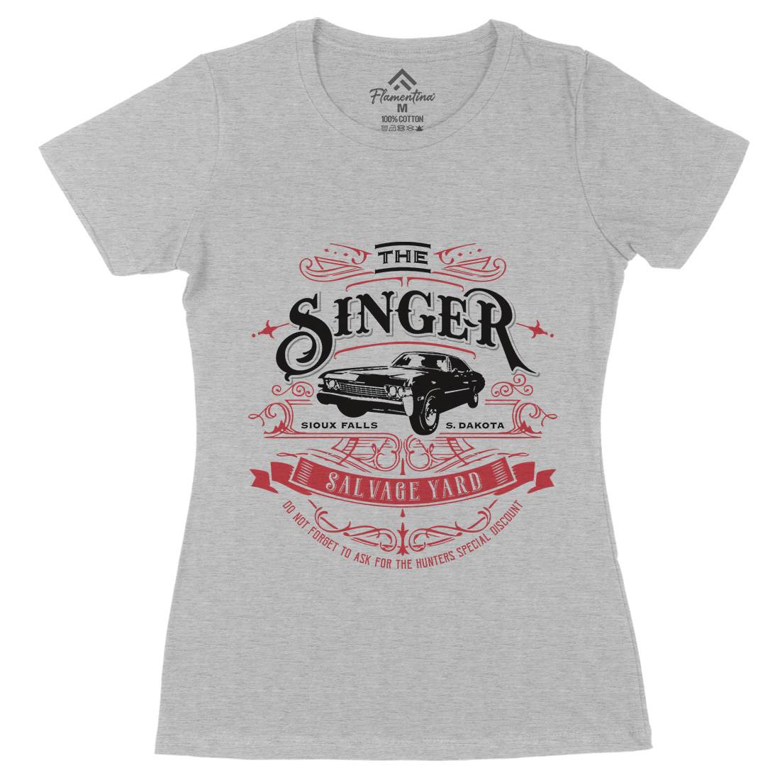 Singer Salvage Yard Womens Organic Crew Neck T-Shirt Horror D210