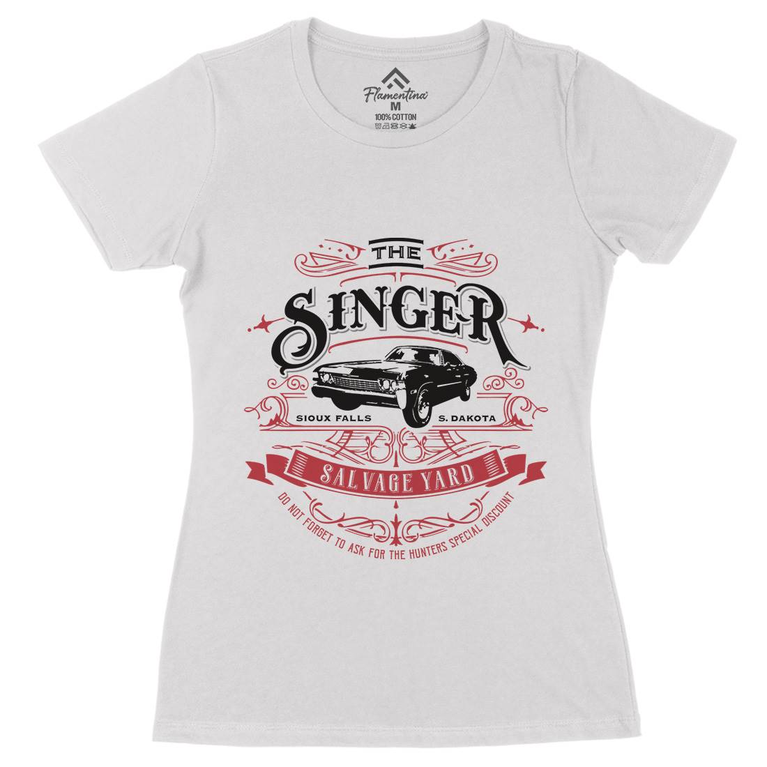 Singer Salvage Yard Womens Organic Crew Neck T-Shirt Horror D210