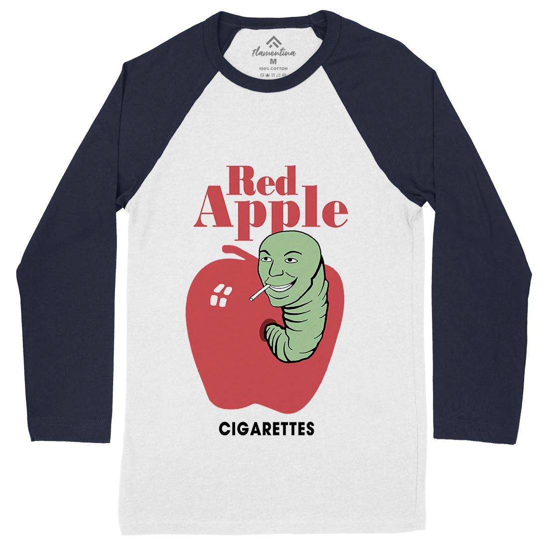 Red Apple Cigarettes Mens Long Sleeve Baseball T-Shirt Retro D211