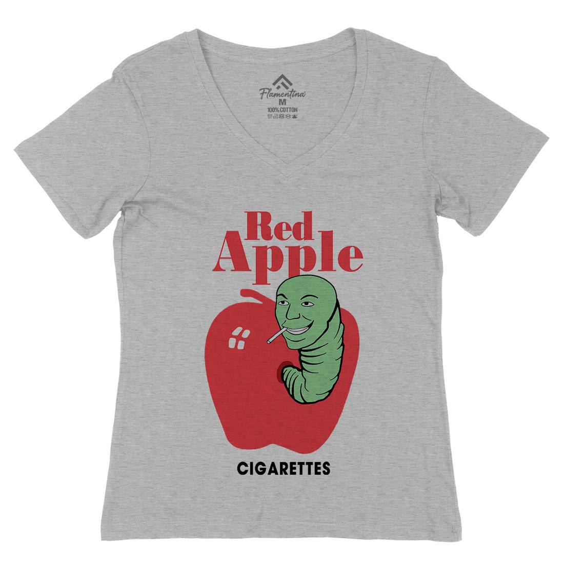 Red Apple Cigarettes Womens Organic V-Neck T-Shirt Retro D211