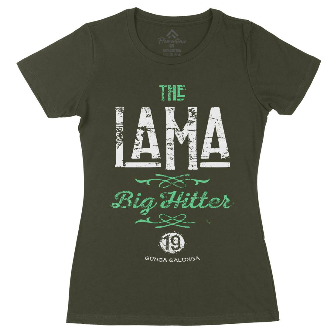 The Lama Womens Organic Crew Neck T-Shirt Retro D213