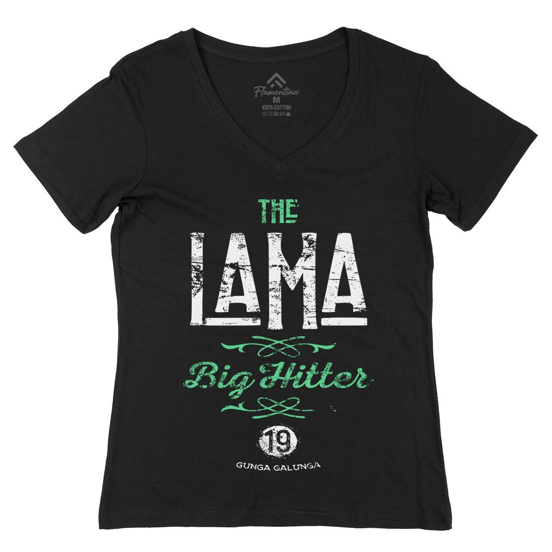 The Lama Womens Organic V-Neck T-Shirt Retro D213