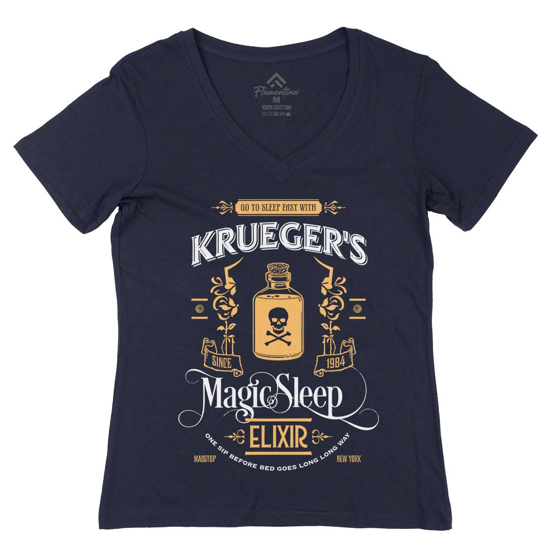 Kruegers Elixir Womens Organic V-Neck T-Shirt Horror D214