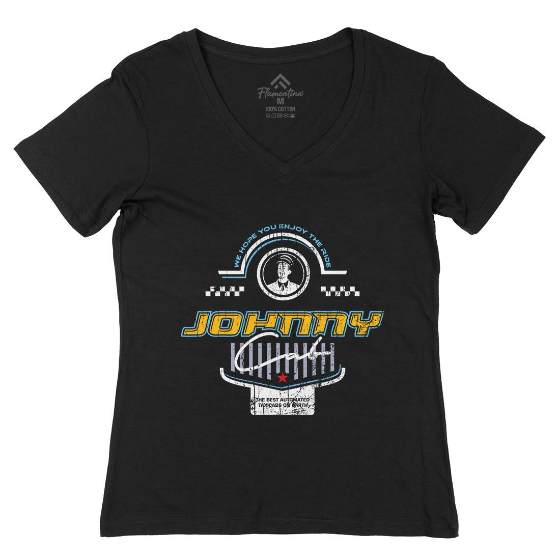 Johnny Cab Womens Organic V-Neck T-Shirt Space D216