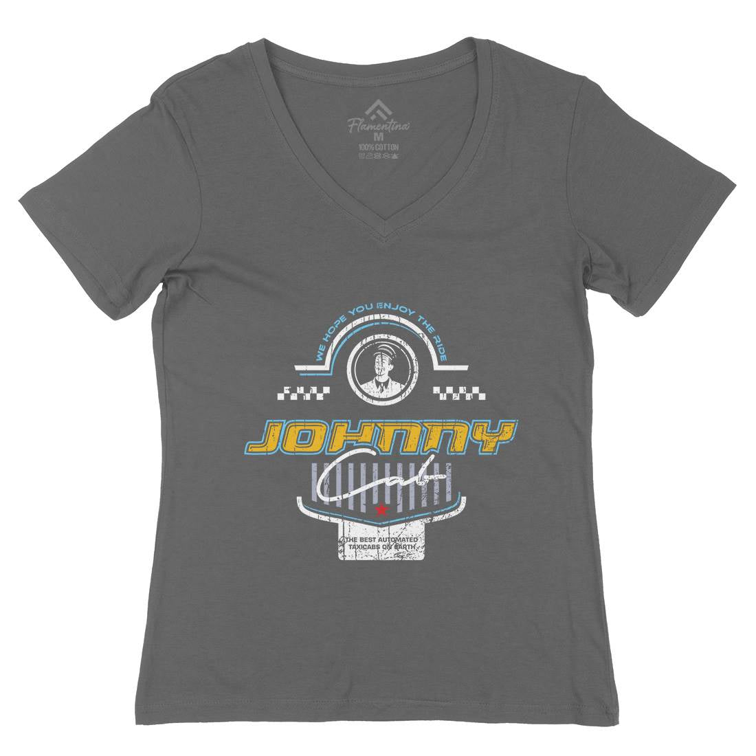 Johnny Cab Womens Organic V-Neck T-Shirt Space D216