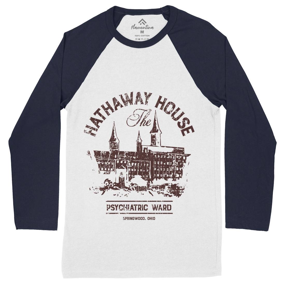 Hathaway House Mens Long Sleeve Baseball T-Shirt Horror D219