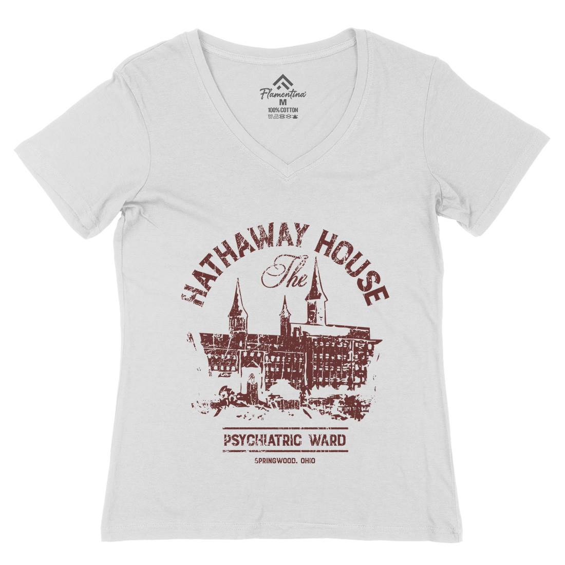 Hathaway House Womens Organic V-Neck T-Shirt Horror D219