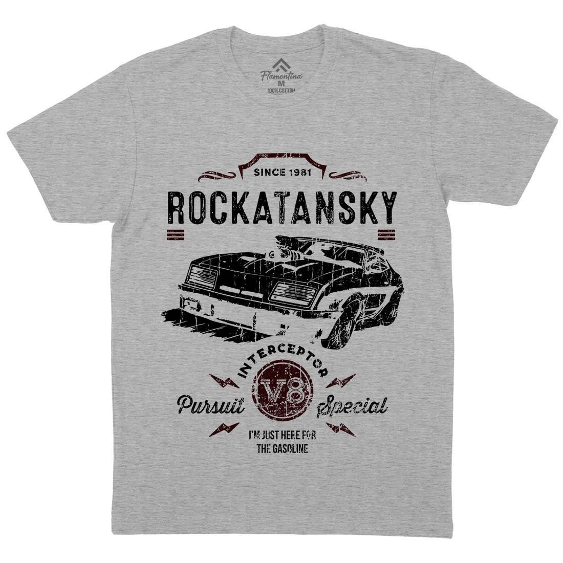 Rockatansky Mens Organic Crew Neck T-Shirt Cars D221