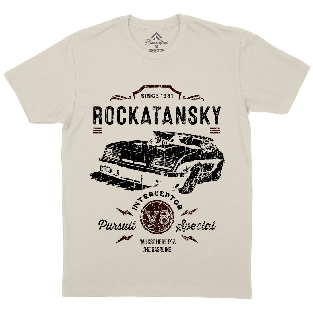 Rockatansky Mens Organic Crew Neck T-Shirt Cars D221