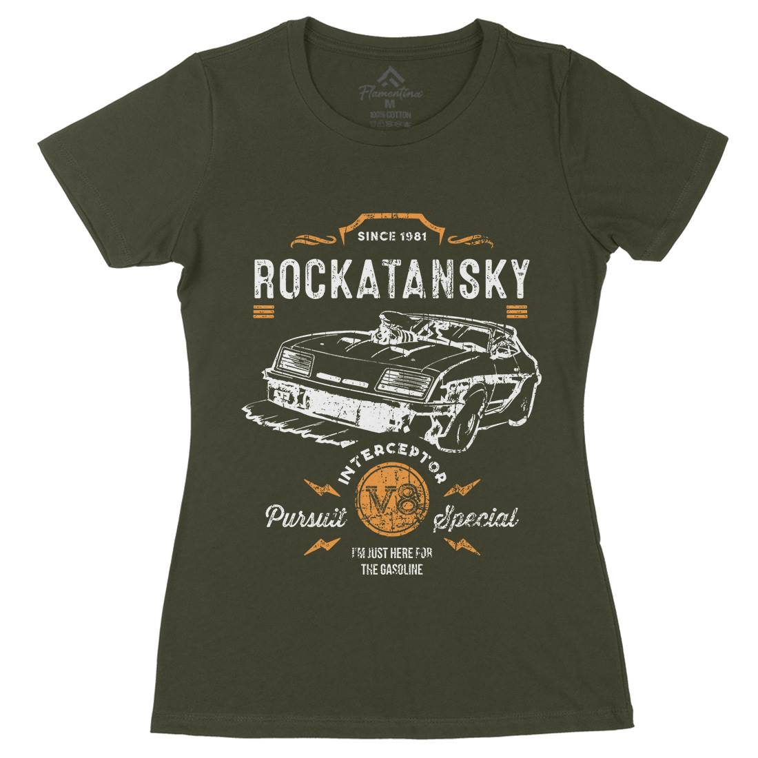 Rockatansky Womens Organic Crew Neck T-Shirt Cars D221