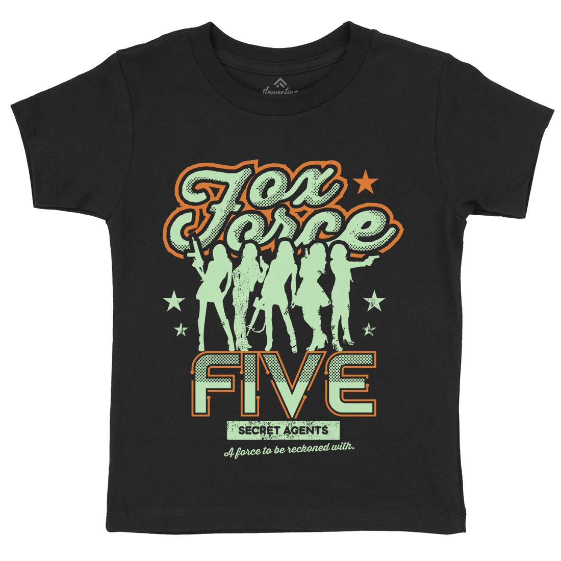 Fox Force Five Kids Organic Crew Neck T-Shirt Retro D223