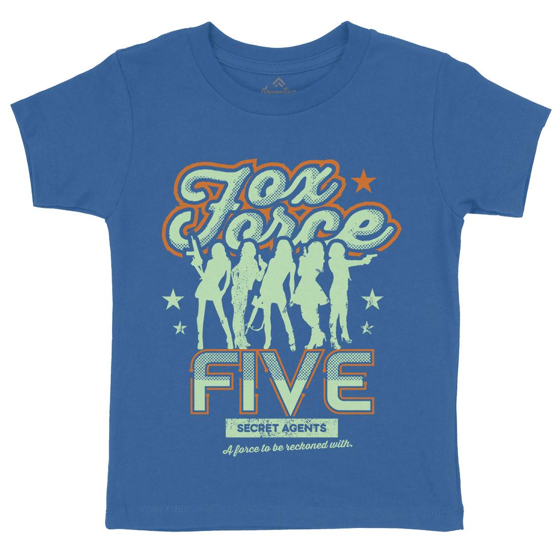 Fox Force Five Kids Organic Crew Neck T-Shirt Retro D223