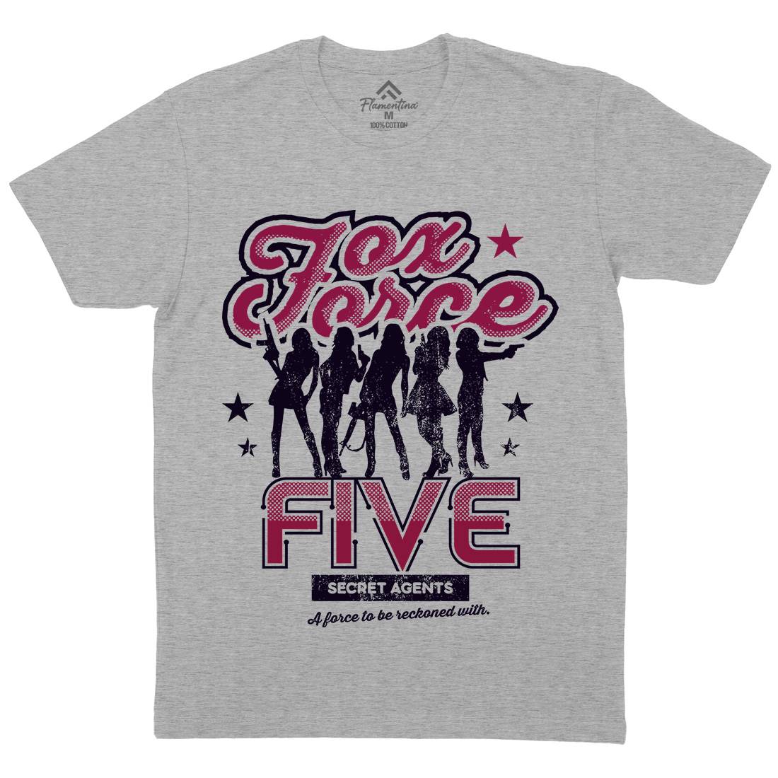 Fox Force Five Mens Organic Crew Neck T-Shirt Retro D223
