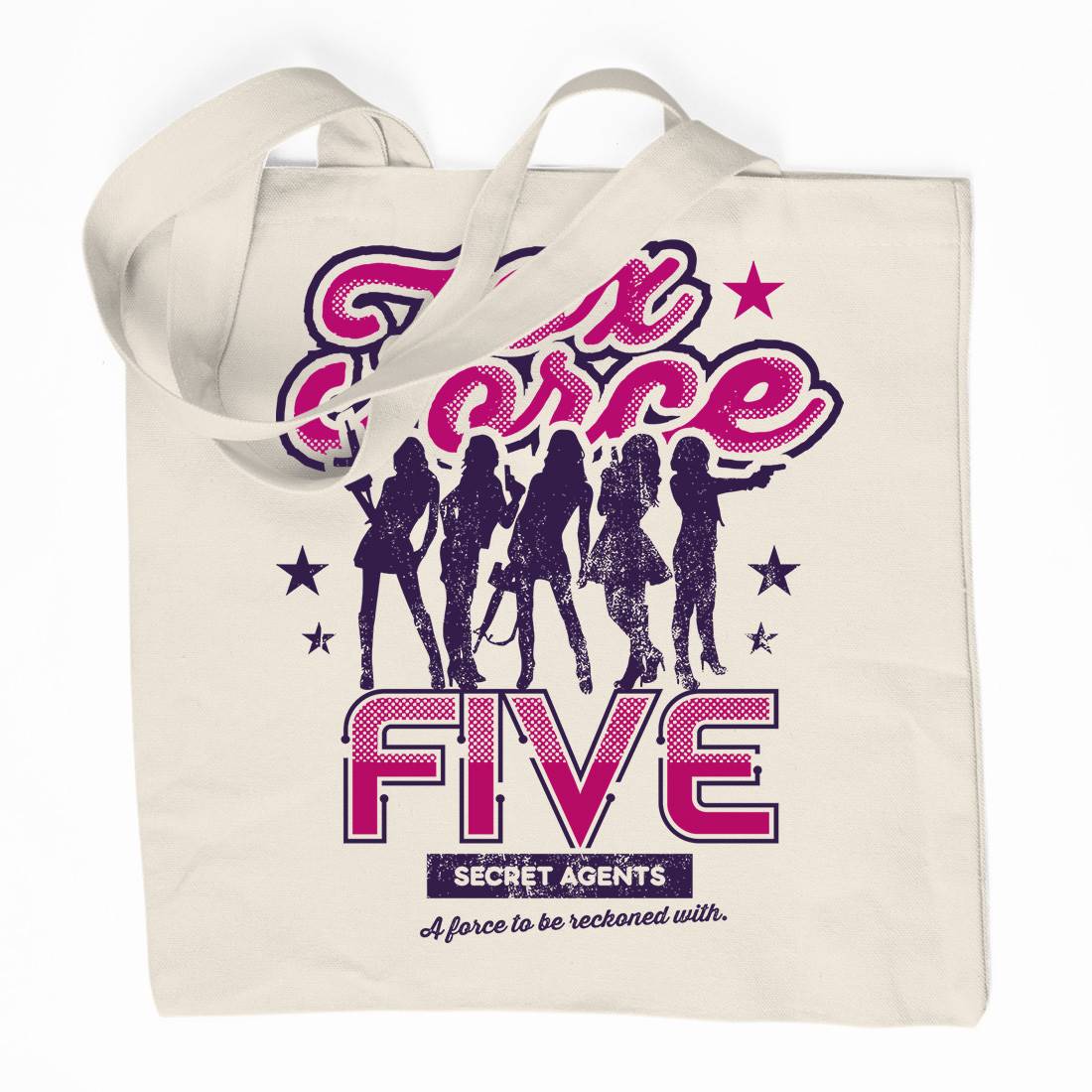 Fox Force Five Organic Premium Cotton Tote Bag Retro D223