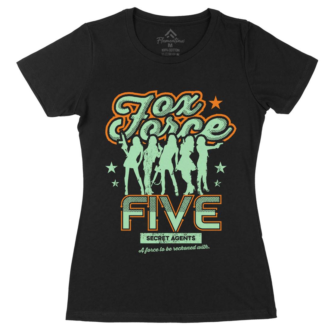 Fox Force Five Womens Organic Crew Neck T-Shirt Retro D223