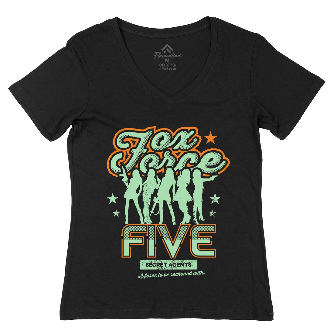 Fox Force Five Womens Organic V-Neck T-Shirt Retro D223