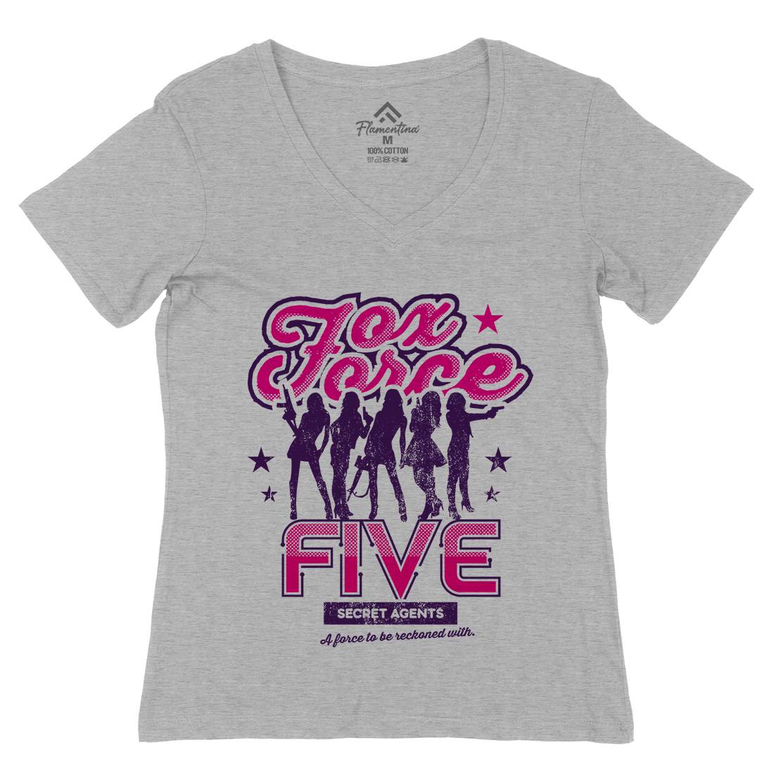 Fox Force Five Womens Organic V-Neck T-Shirt Retro D223