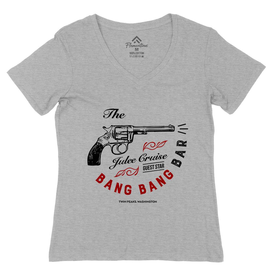 Bang Bang Bar Womens Organic V-Neck T-Shirt Drinks D224
