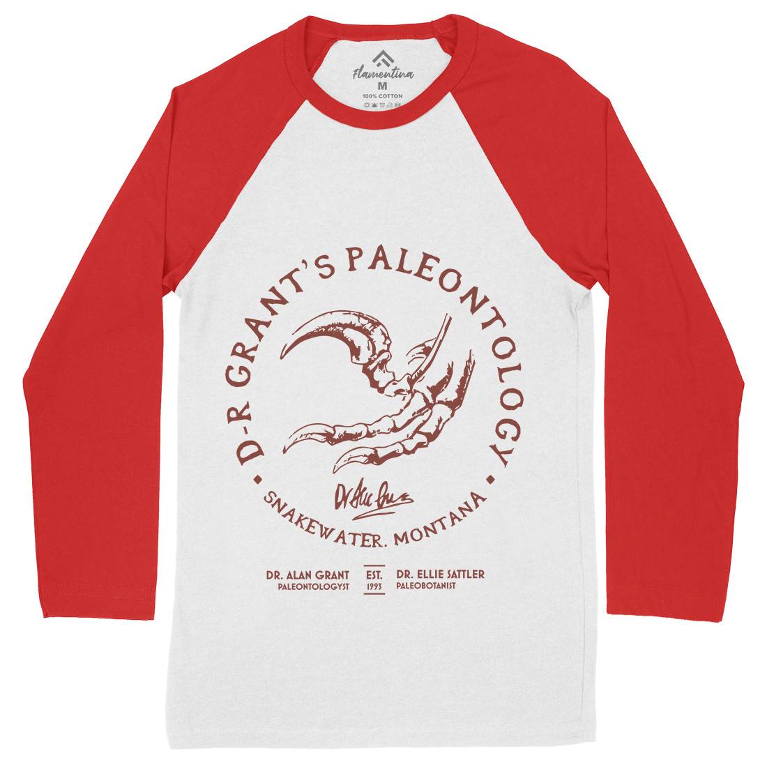 Dr Grants Palaeontology Mens Long Sleeve Baseball T-Shirt Horror D226