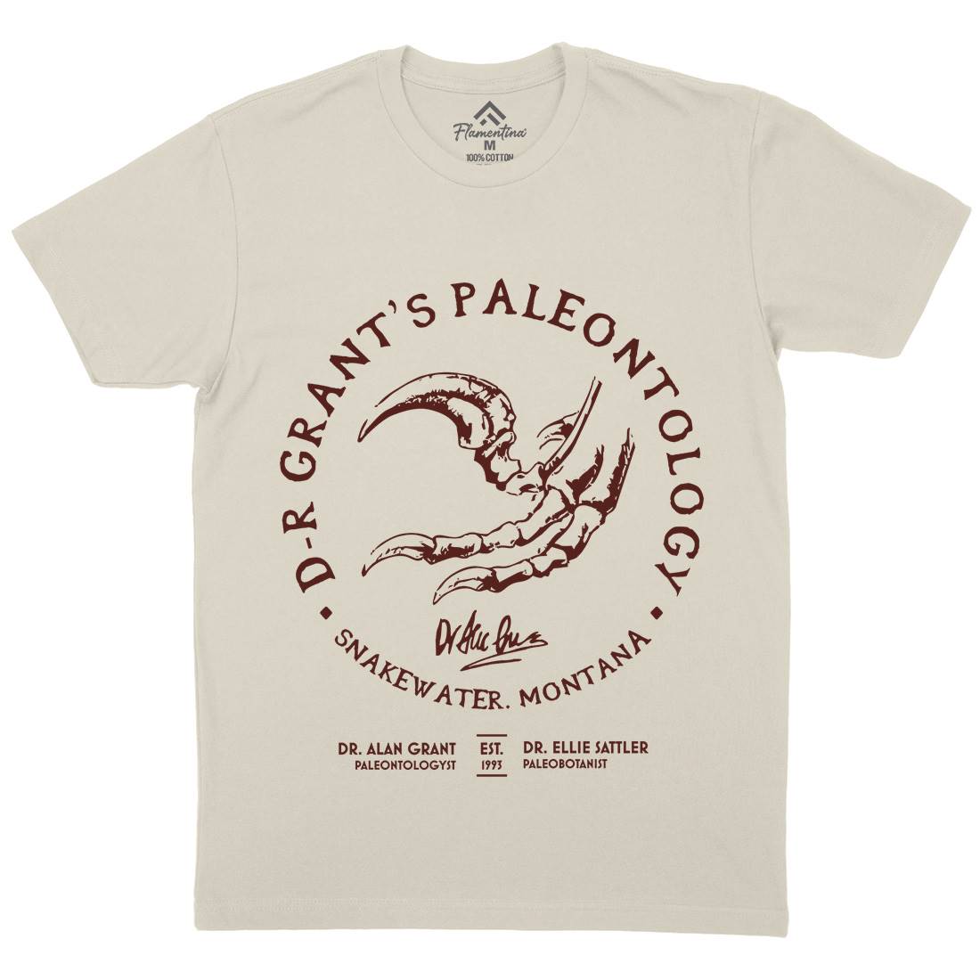 Dr Grants Palaeontology Mens Organic Crew Neck T-Shirt Horror D226
