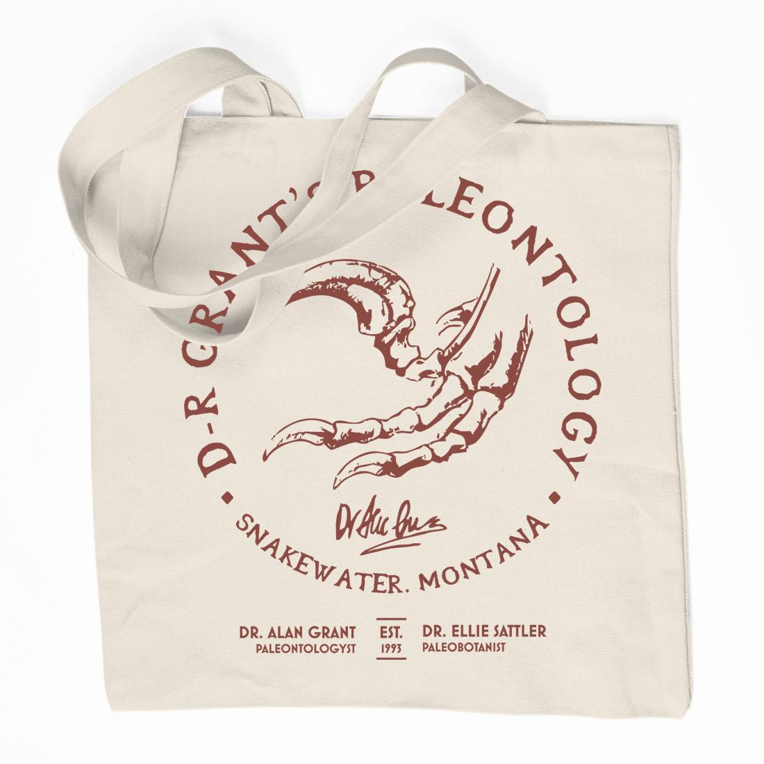Dr Grants Palaeontology Organic Premium Cotton Tote Bag Horror D226
