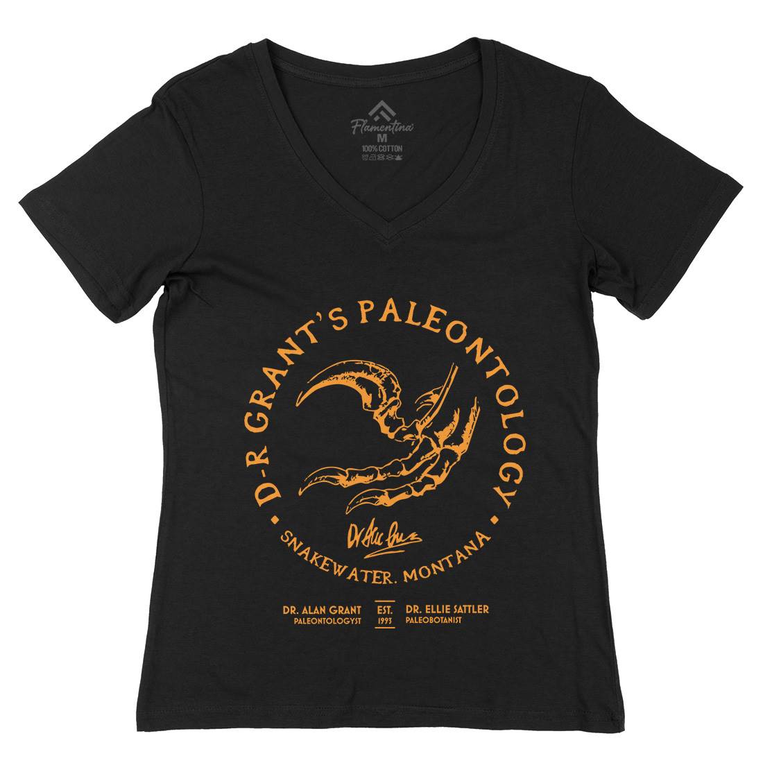 Dr Grants Palaeontology Womens Organic V-Neck T-Shirt Horror D226