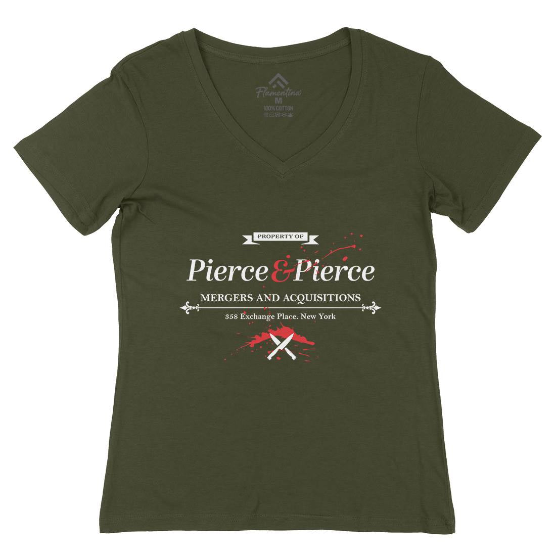Pierce And Pierce Womens Organic V-Neck T-Shirt Retro D227