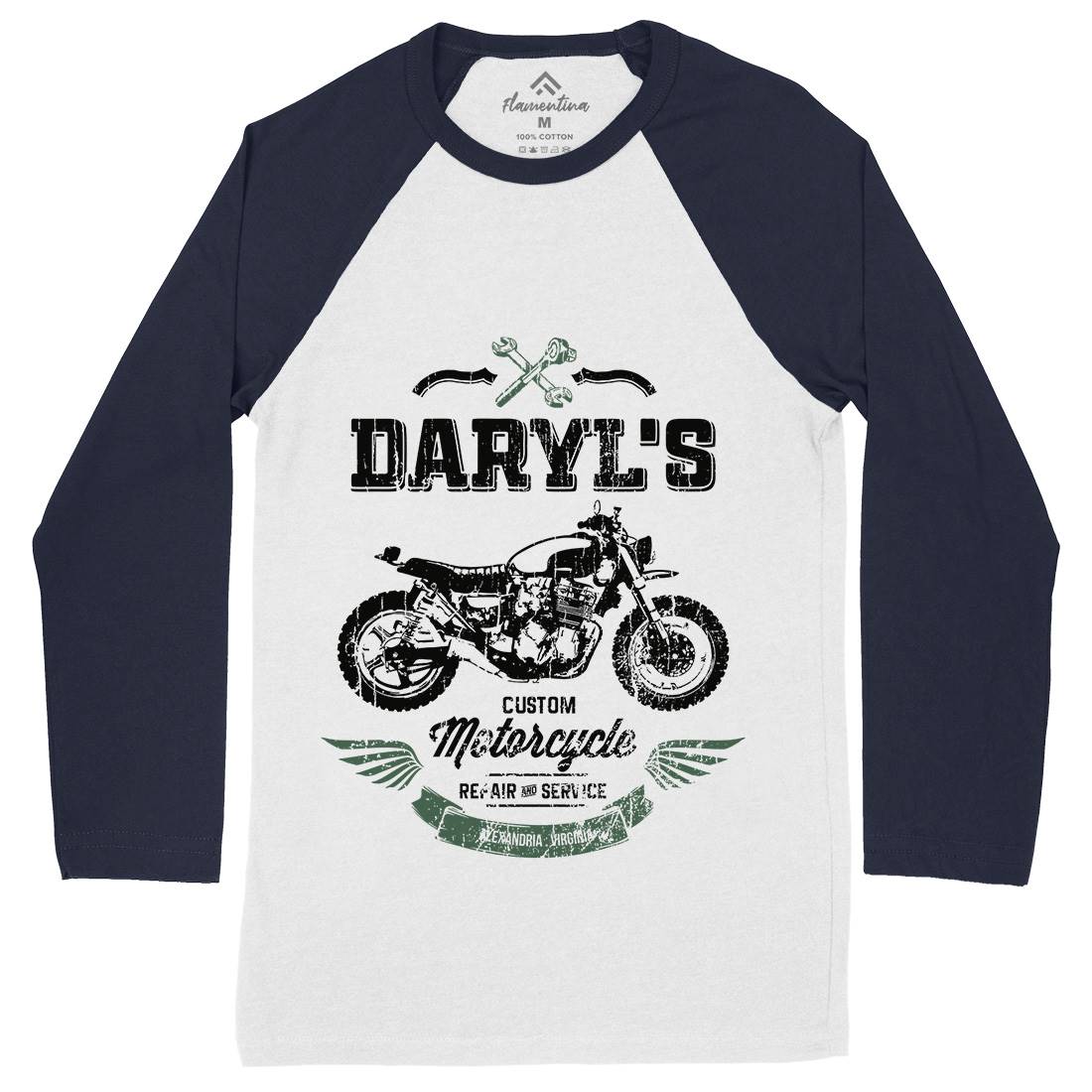 Daryls Custom Mens Long Sleeve Baseball T-Shirt Motorcycles D229