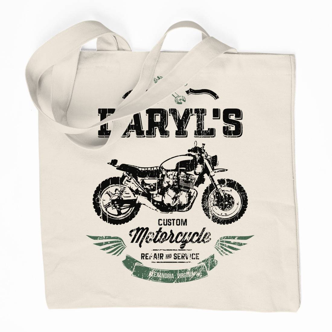 Daryls Custom Organic Premium Cotton Tote Bag Motorcycles D229