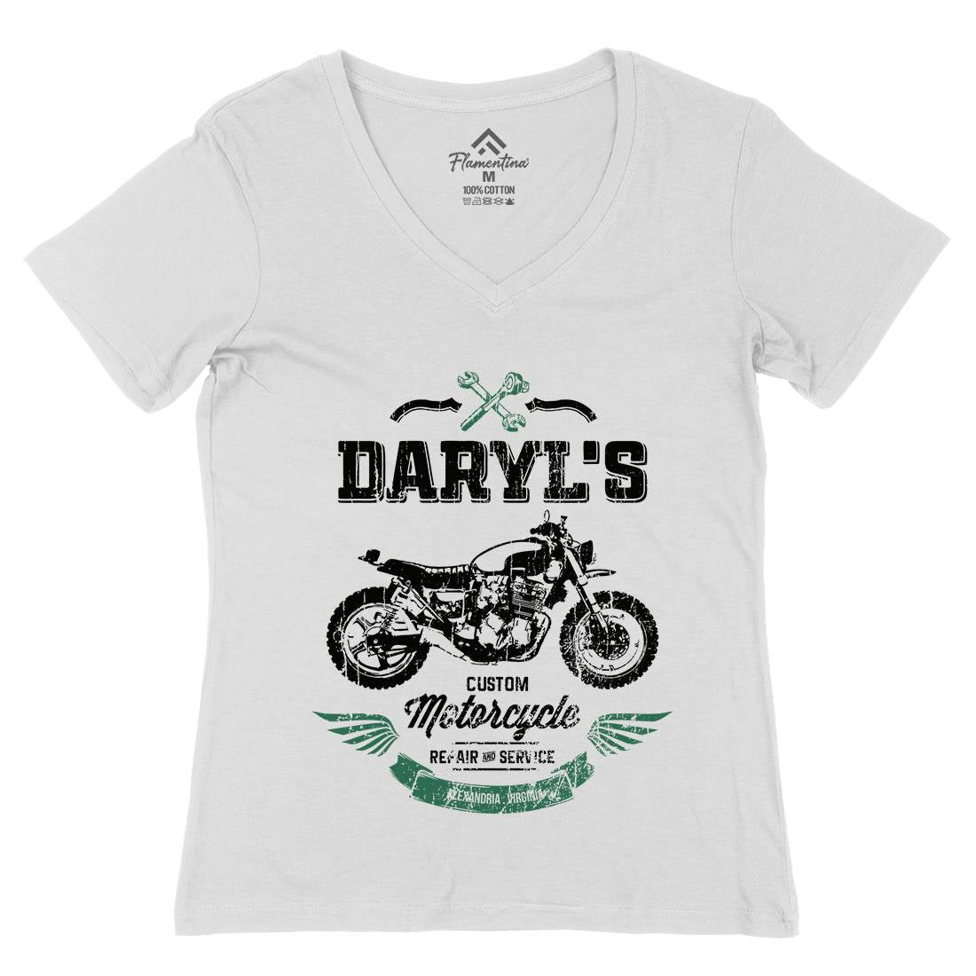 Daryls Custom Womens Organic V-Neck T-Shirt Motorcycles D229